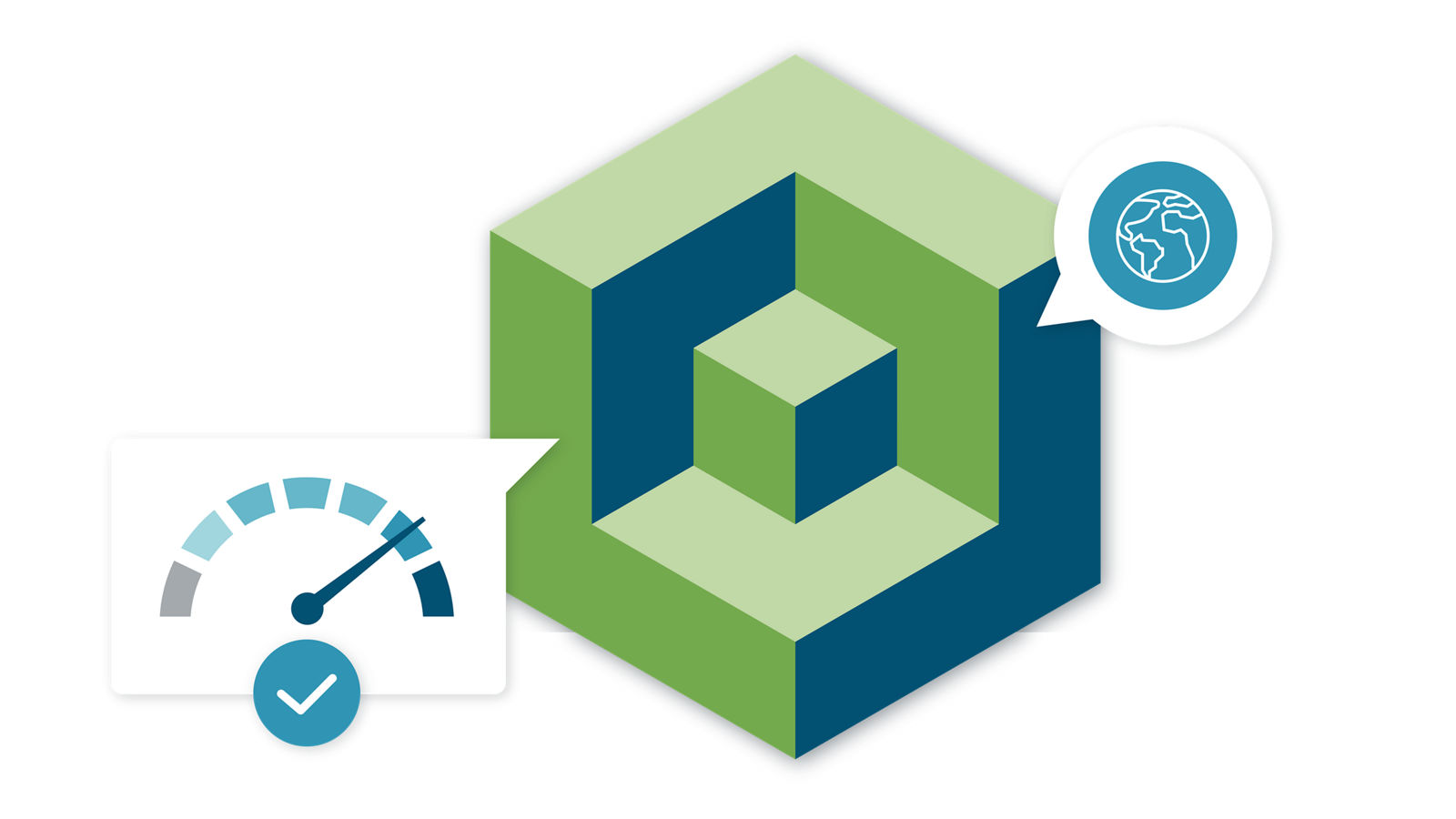 Isometric 3D block illustration depicting the D&B ESG Intelligence data block