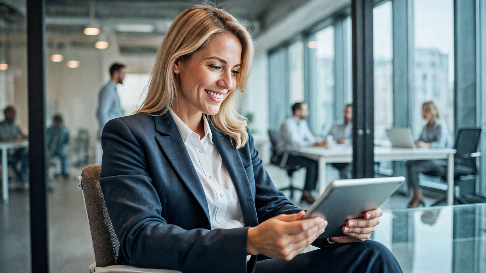 Executive reading thought leadership articles