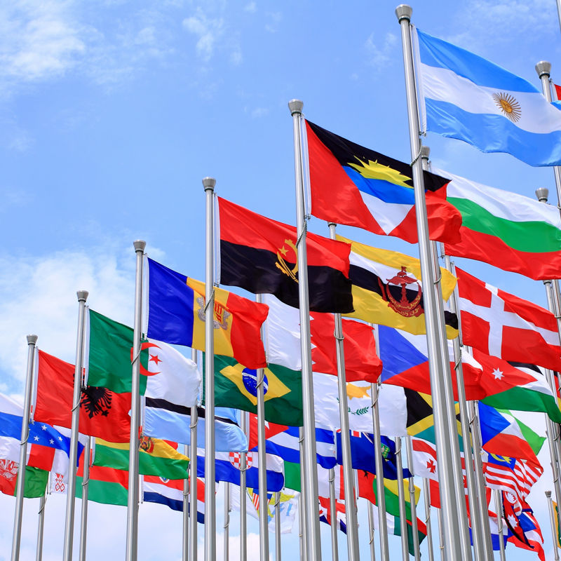 Brazil Argentina and world flags is flying