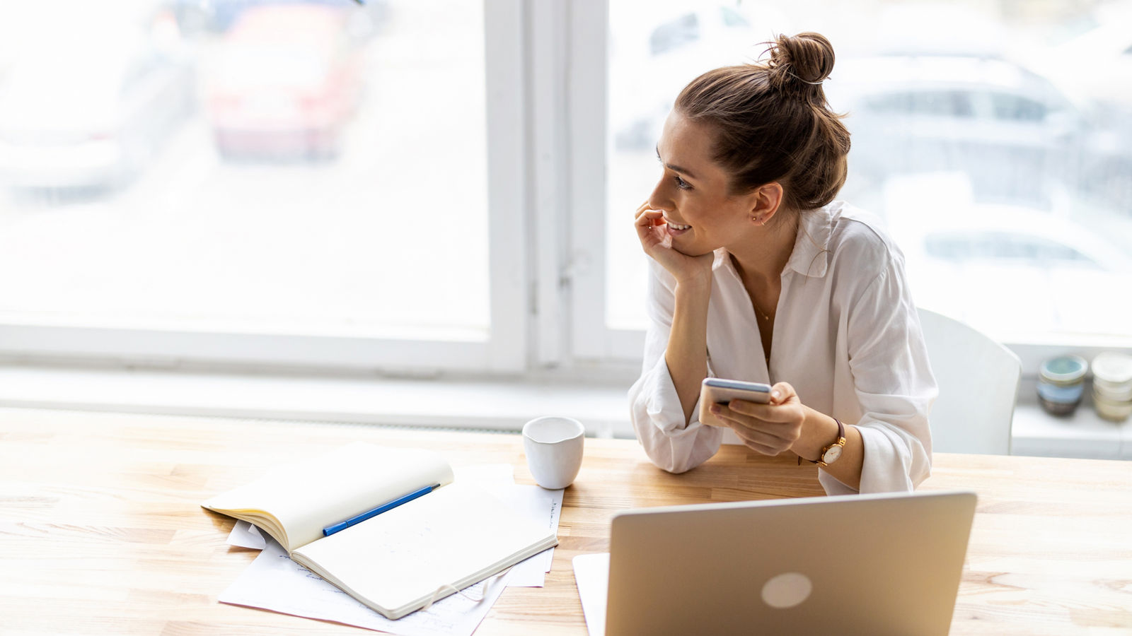 Small business owner working