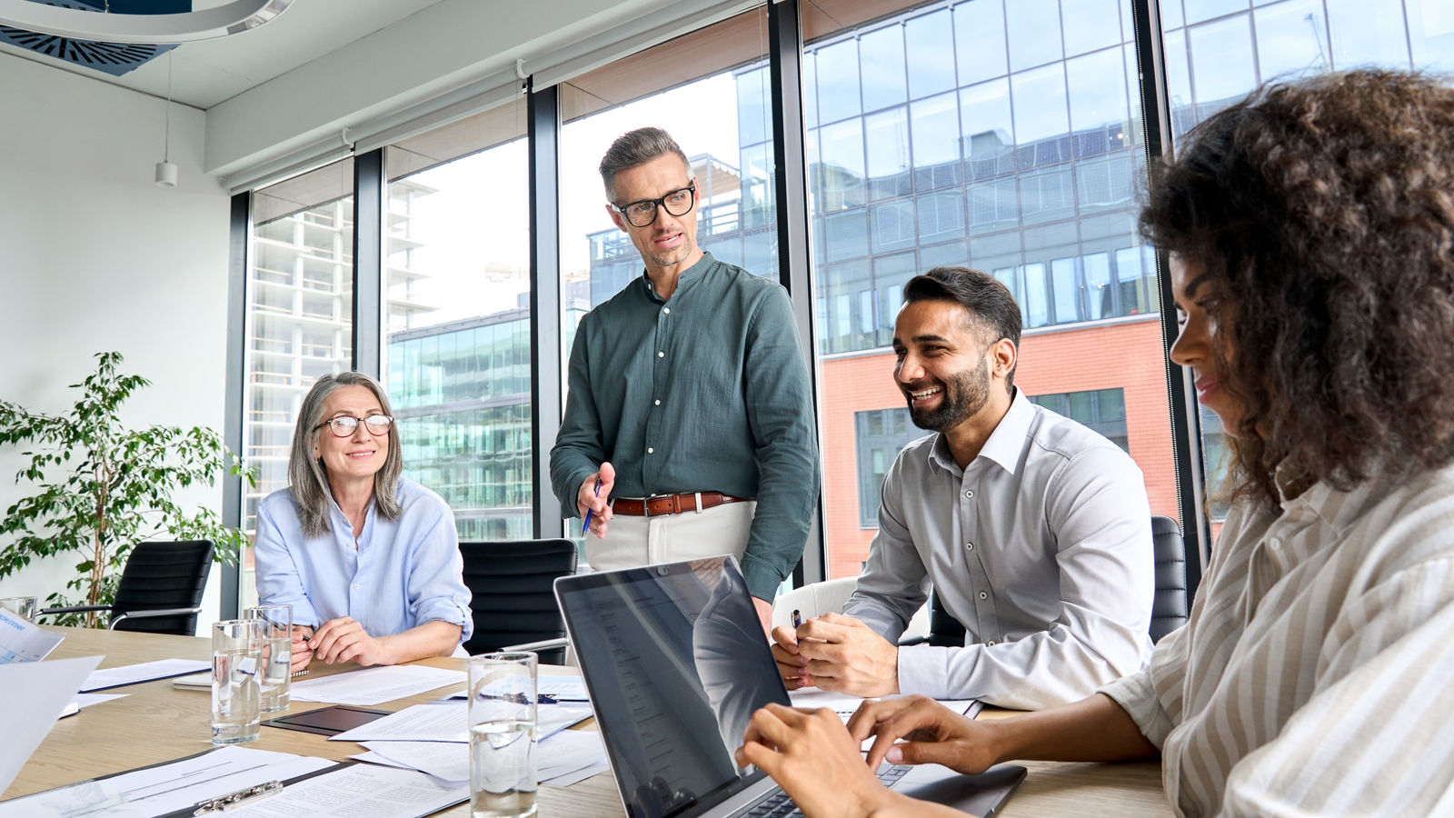 Data analysts having meeting in office