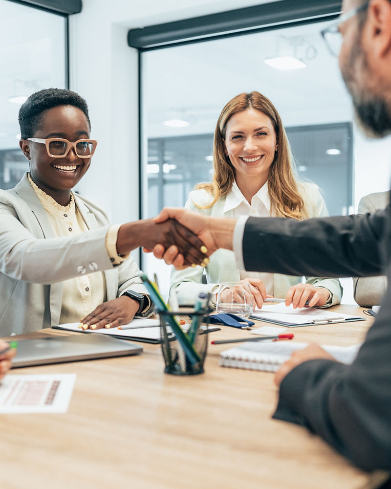 Business people shaking hands in the office.