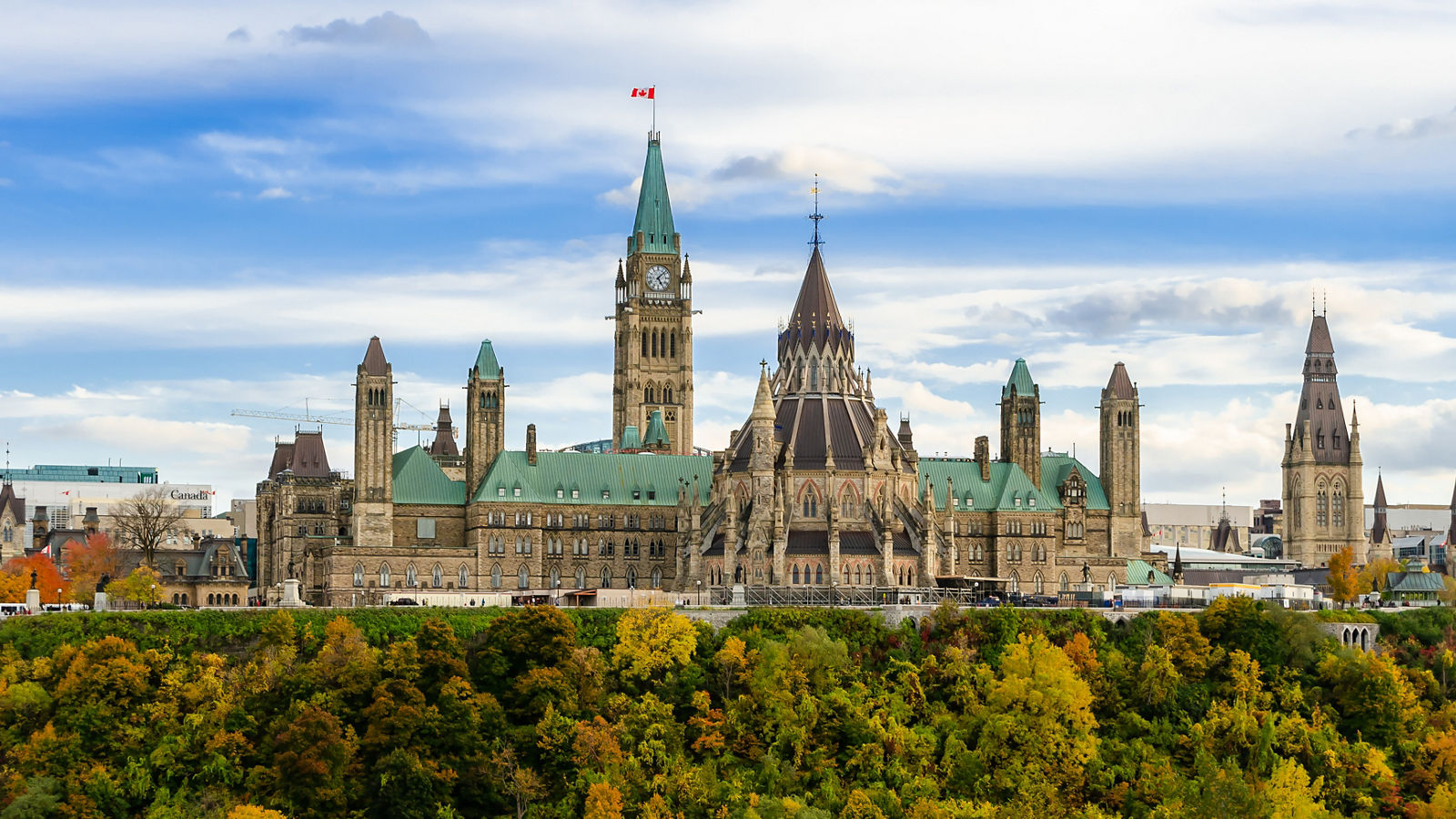 Parliament Hill across the Ottawa River in Ottawa, Canada