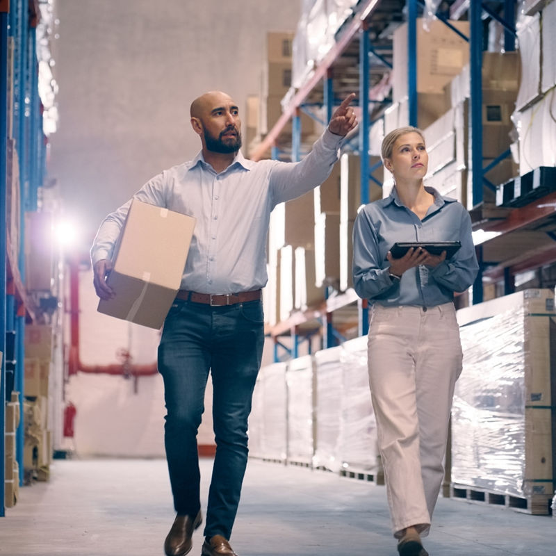 Procurement officers checking suppliers' inventory