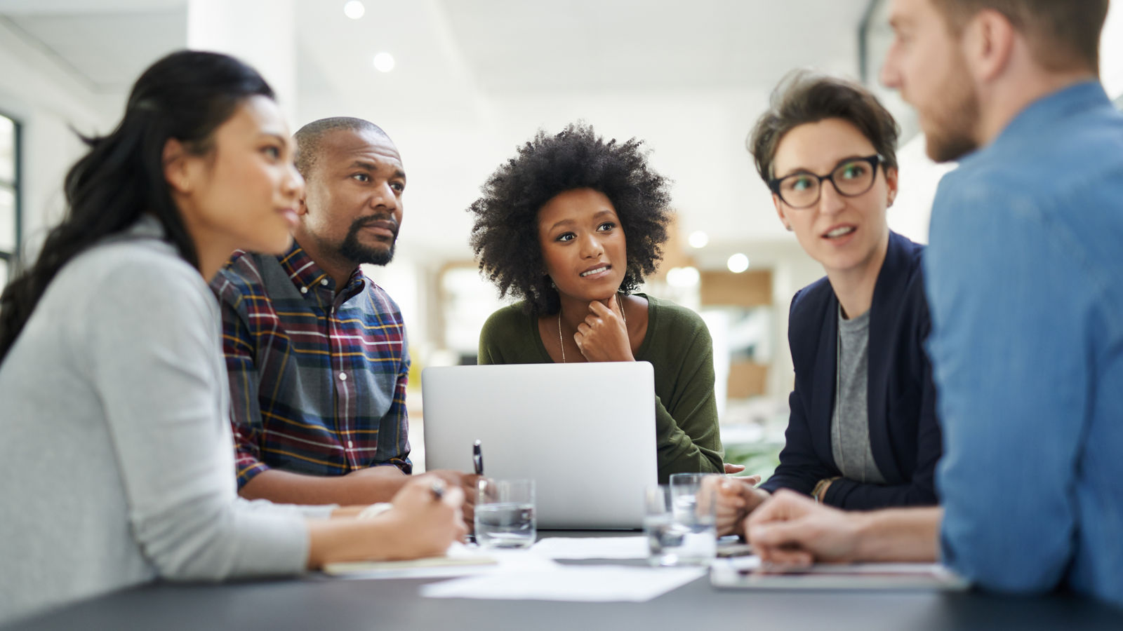 Team of colleagues having a meeting in a office