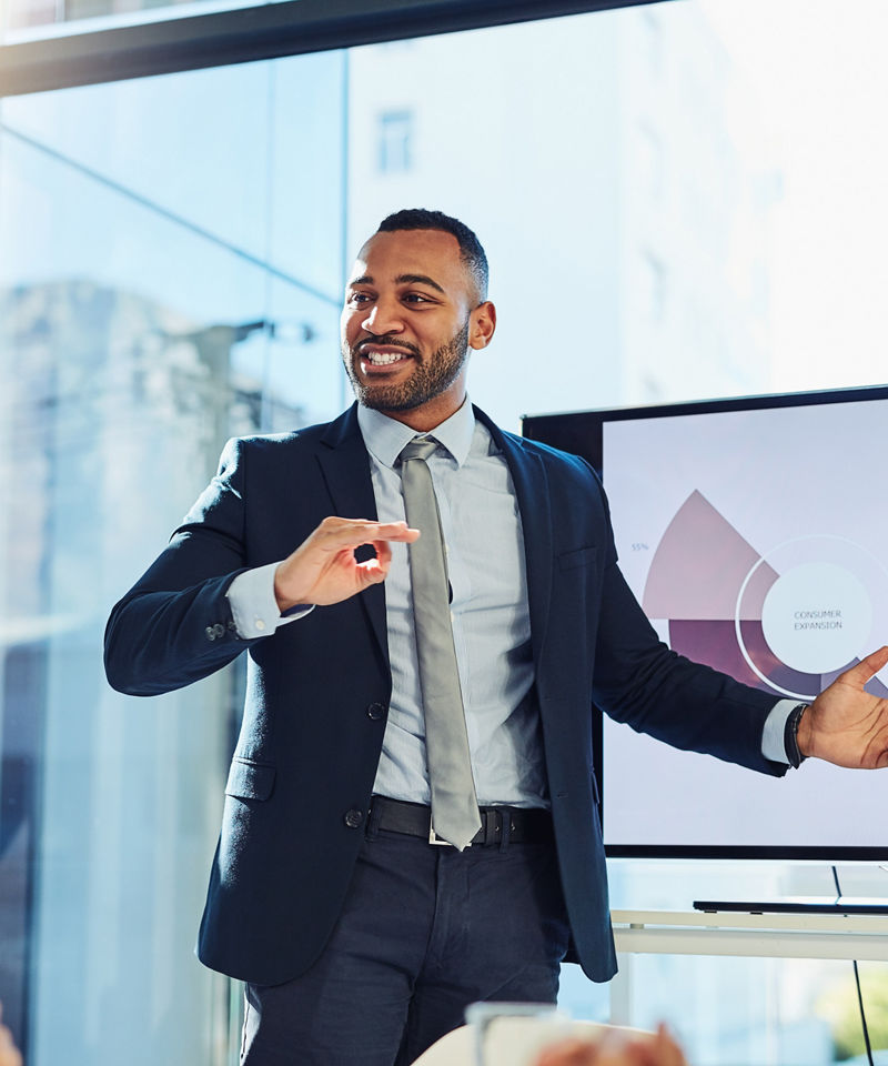 Businessman delivering a presentation