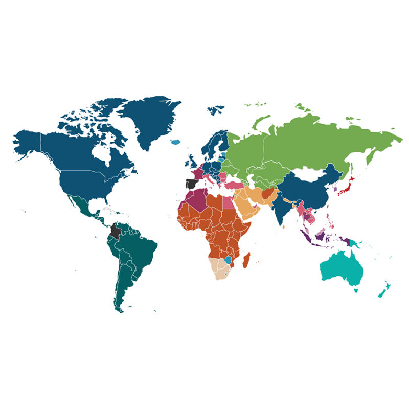 world map with colors