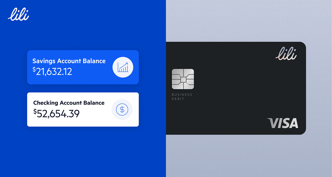 Ad for Lili showing a Lili card, savings account balance, and checking account balance