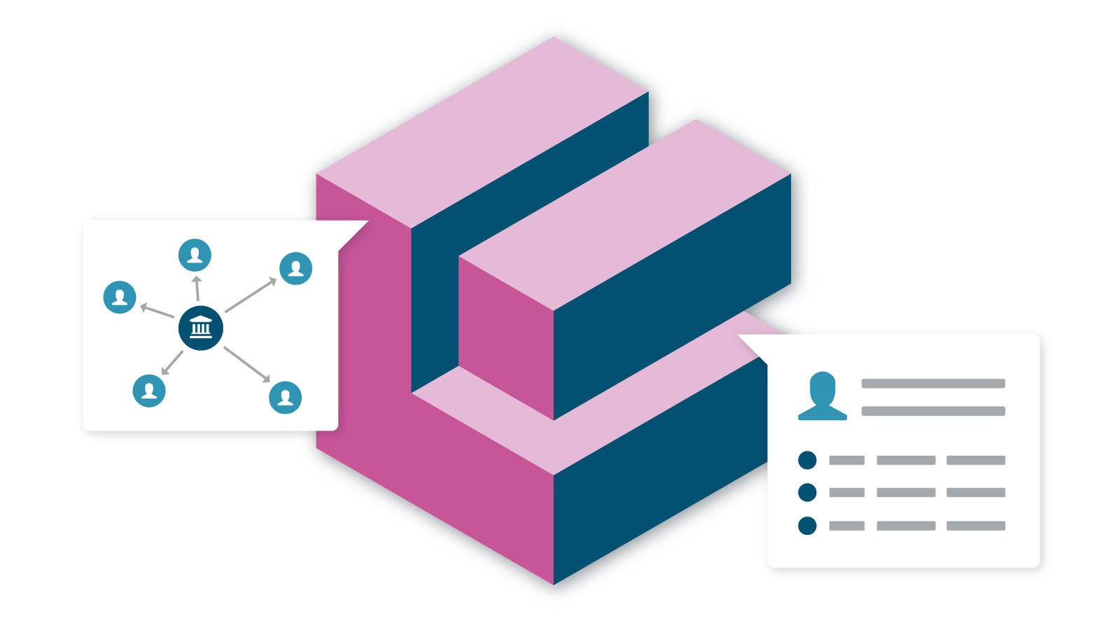 Isometric 3D block illustration depicting the Network Intelligence data block