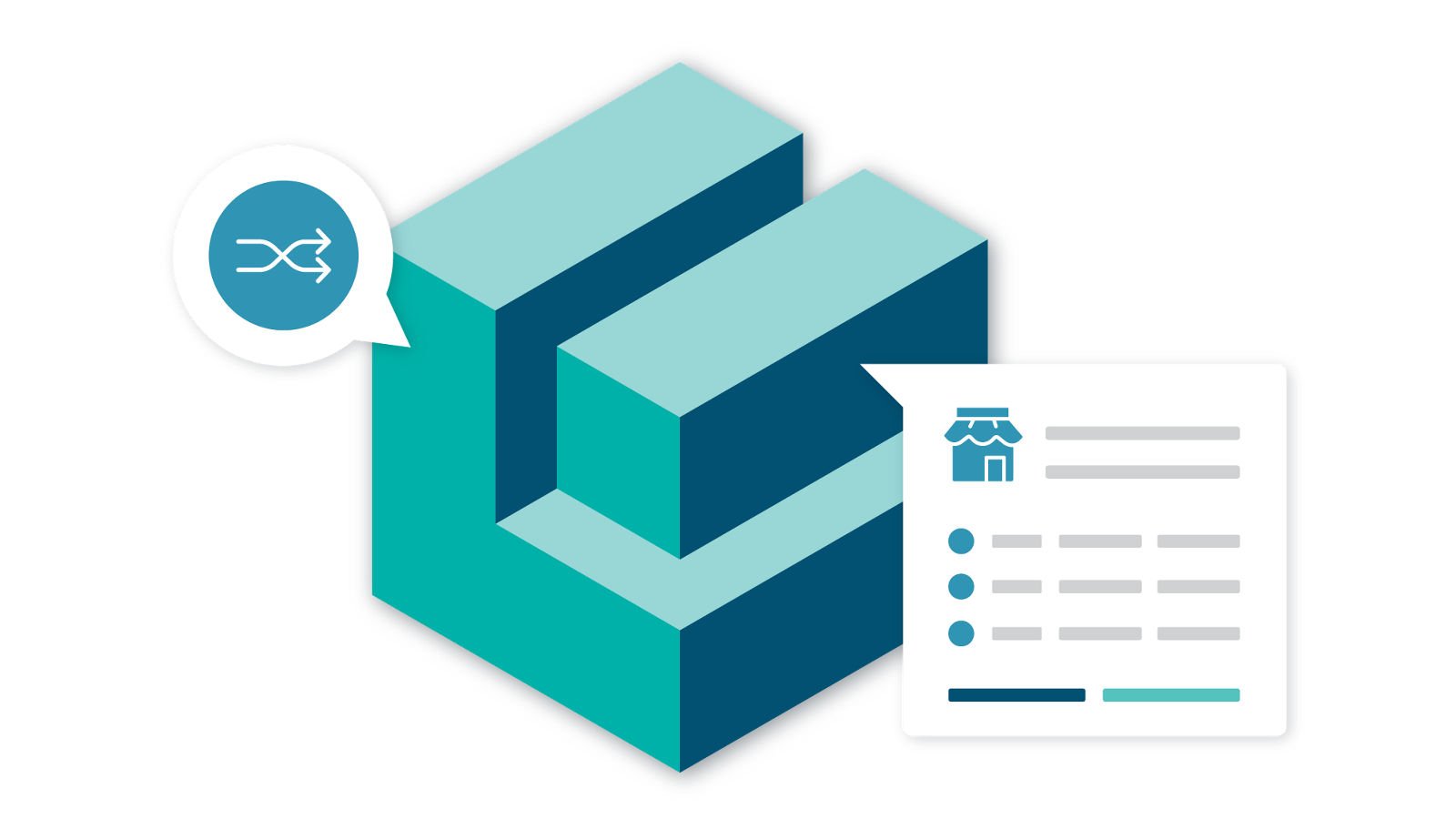 Isometric 3D block illustration depicting the Small Business Financial Exchange Insights data block