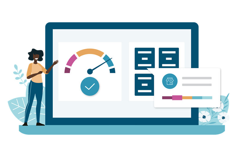 Illustration of Credit Insights Basic Add-Ons Computer with UI