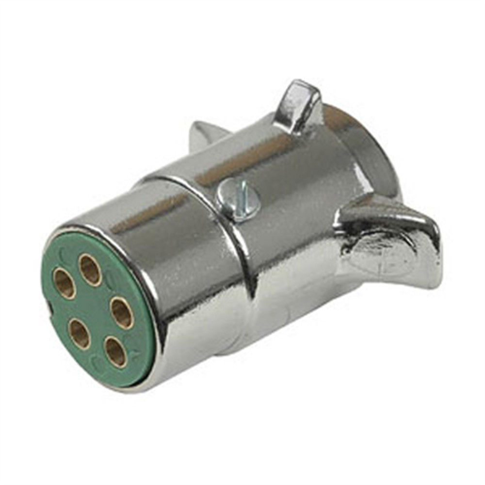 Trailer Connector, 5 Pole Trailer End, Chrome