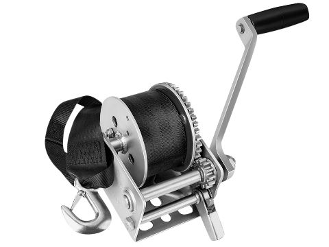 Winch, Marine, .9K Cap, 1 Speed, 2-Way Ratchet, Zinc W/Strap