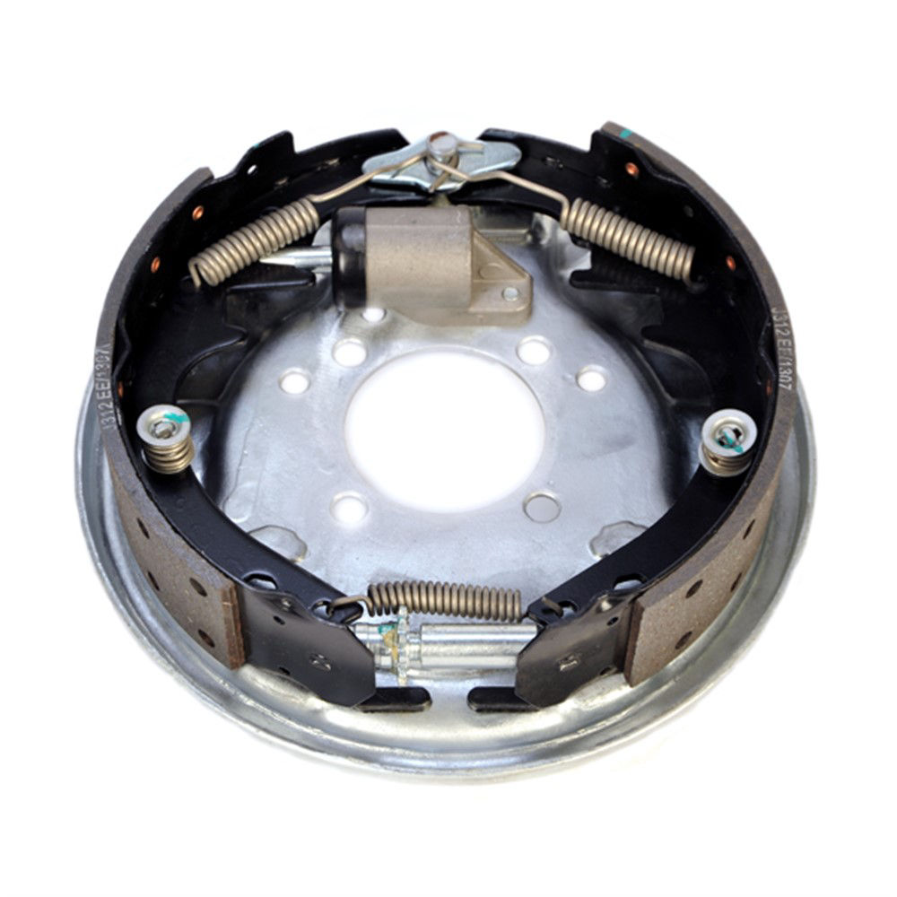 3,500-lbs Per Pair Capacity (1,750-lbs Each) 10" x 2-1/4" Manual Adjust Single Servo Hydraulic Drum Left Side  Gray Galvanized Finish Trailer Brakes Assembly, 4-Bolt Mount, Bulk