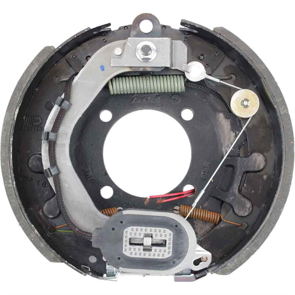 8,000 lbs Per Pair Capacity (4,000 lbs Each) 12-1/4" x 3-3/8" Nev-R-Adjust® Electric Drum Trailer Brake, Left Side, 4-Bolt Mount, Black Painted Finish, Bulk