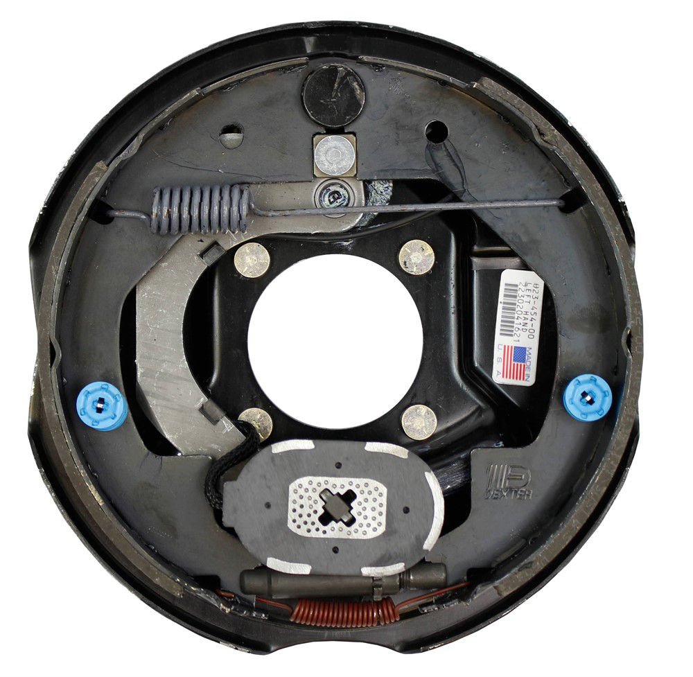 4,400 lbs Per Pair Capacity (2,200 lbs Each) 10" x 2-1/4" Manual Adjust Electric Drum Trailer Brake, Left Side, 4-Bolt Mount, Black Painted Finish, Bulk, Fits Old Style 4.4K Flange