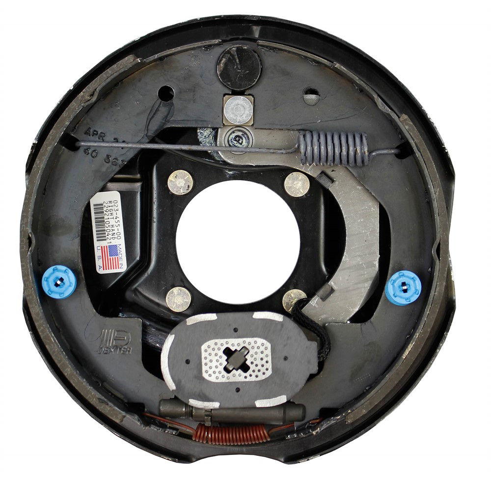 4,400 lbs Per Pair Capacity (2,200 lbs Each) 10" x 2-1/4" Manual Adjust Electric Drum Trailer Brake, Right Side, 4-Bolt Mount, Black Painted Finish, Bulk, Fits Old Style 4.4K Flange