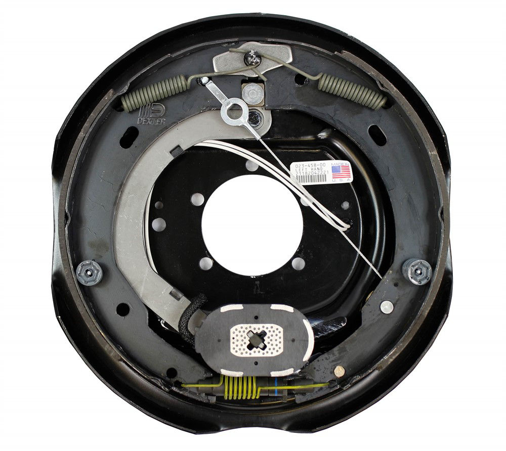 6,000 lbs Per Pair Capacity (3,000 lbs Each) 12" x 2" Nev-R-Adjust® Electric Drum Trailer Brake, Left Side, 5-Bolt Mount, Black Painted Finish, Bulk