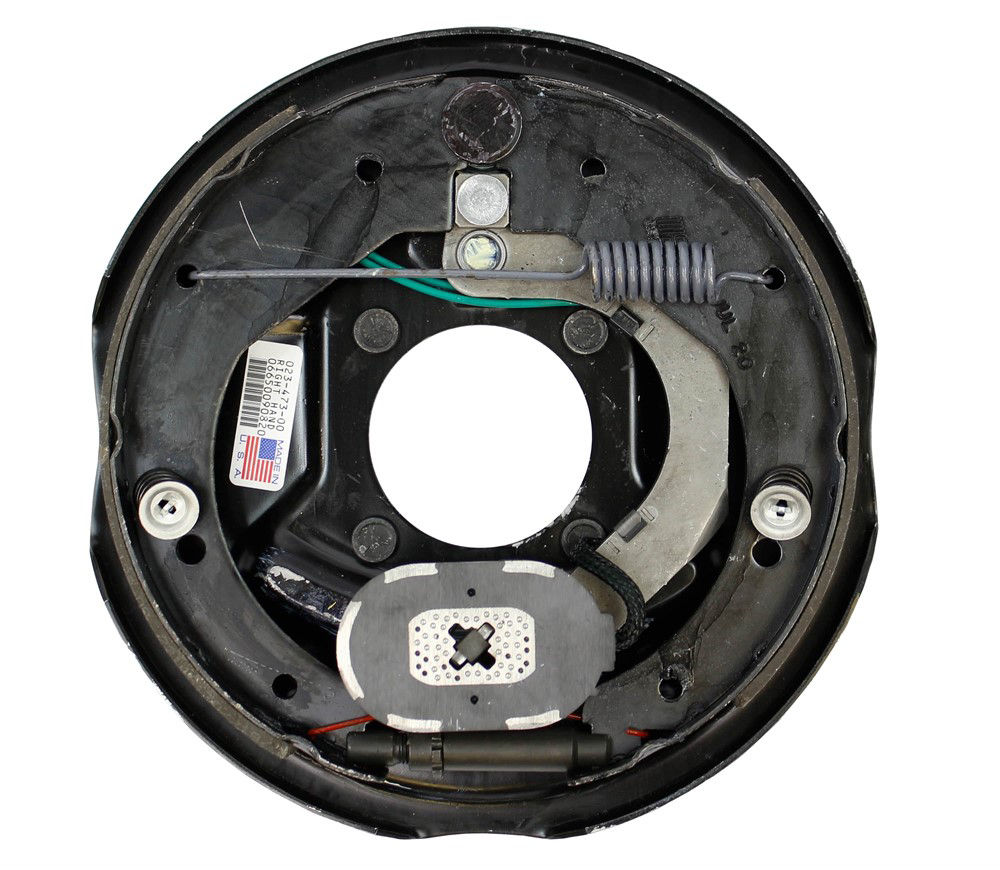 3,000 lbs Per Pair Capacity (1,500 lbs Each) 10" x 1-1/2" Manual Adjust Electric Drum Trailer Brake, Right Side, 4-Bolt Mount, Black Painted Finish, Bulk