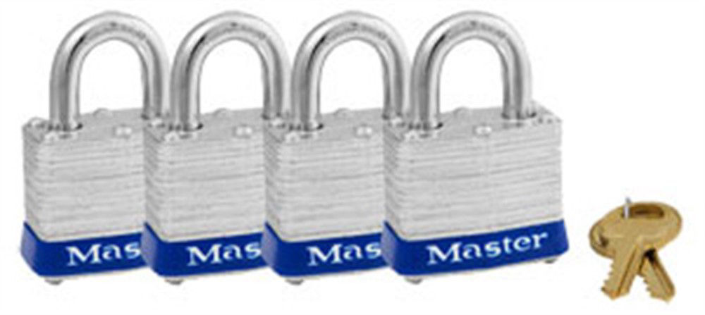 Padlock Set, Laminated, Four Pack, Keyed Alike