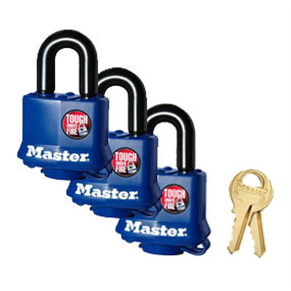 Padlock Set, Covered And Laminated, Triple Pack, Keyed Alike