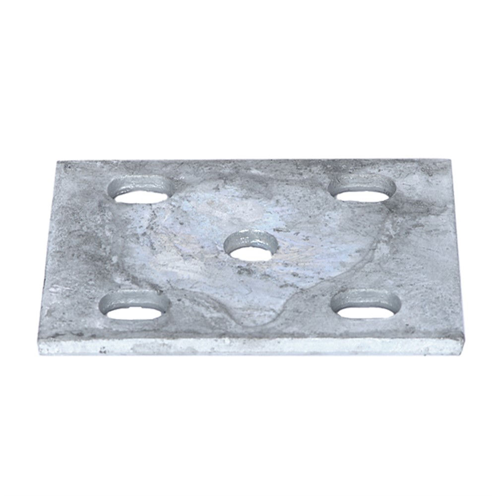 Axle U-Bolt Tie Plate, 2.2K - 3.5K for 2" - 2 3/8" Square-Round Axle Tube, 1/2" U-Bolt Holes for 1 3/4" Leaf Springs, Plain Finish