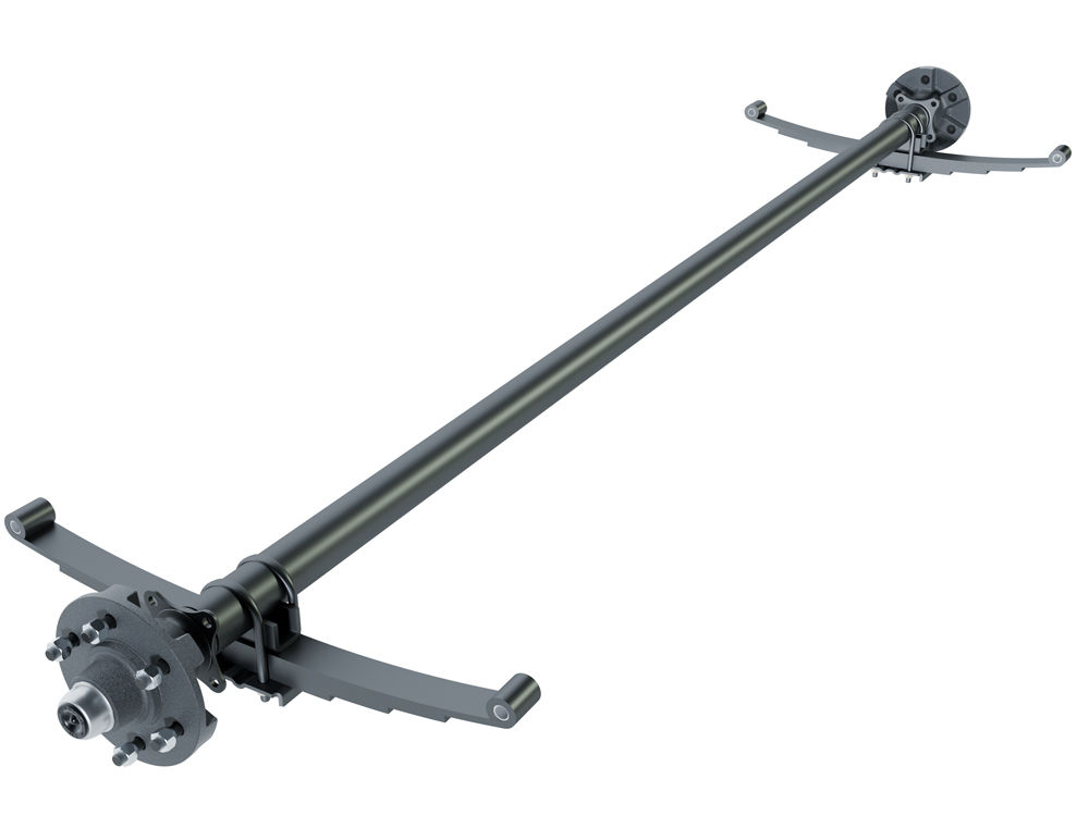 Dexter Axle, 3,500 LB Capacity, 5 on 4.5" Bolt Pattern, Idler, Straight Spindle, E-Z Lube Lubrication, 85'' Hub Face, 70'' Spring Center, Double Eye Springs Pre-Mounted