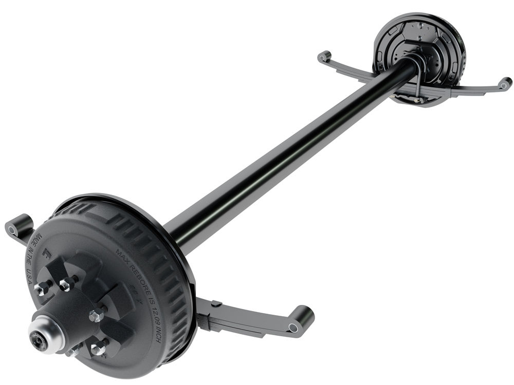 Dexter Axle, 5,200 LB Capacity, 6 on 5.5" Bolt Pattern, Electric Brake, Straight Spindle, E-Z Lube Lubrication, 95'' Hub Face, 80'' Spring Center, Double Eye Springs Pre-Mounted