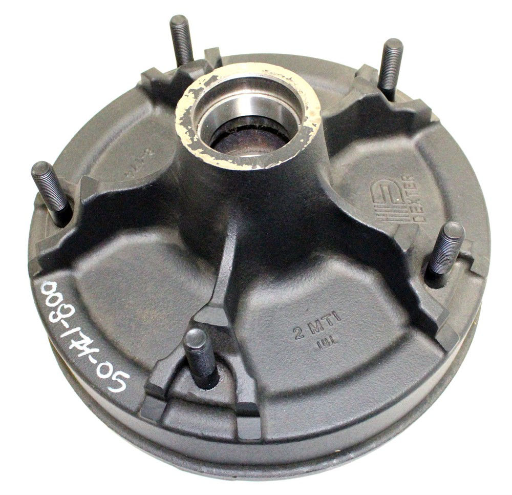 Hub-Drum with Studs and Races Only, #42 Spindle, Grease Lube, 6K, 7K Capacity Per Pair, 5-Spoke, Utility Type, Bulk