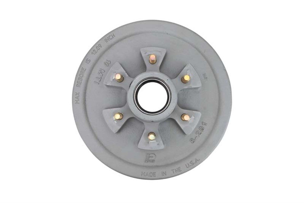 Hub-Drum with Studs and Races Only, #42 Spindle, Grease Lube, 6K Capacity Per Pair, 6 on 5.5" Bolt Pattern, Bulk, GAL-DEX Marine Finish