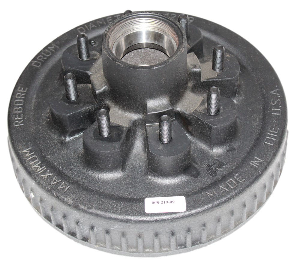 Hub-Drum with Studs and Races Only, #42 Spindle, Oil Bath Lube, 5.2K, 7K Capacity Per Pair, 8 on 6.5" Bolt Pattern, Bulk