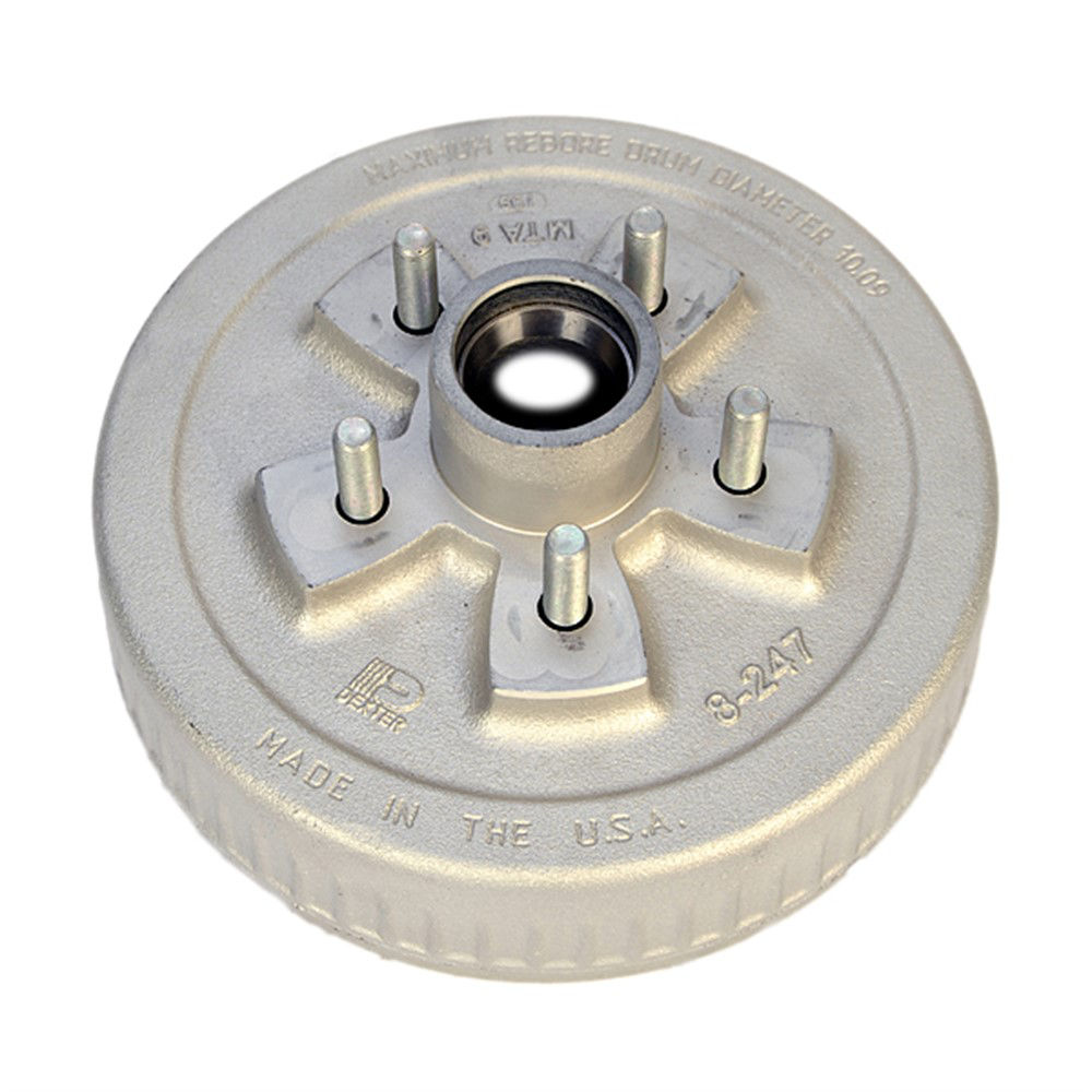 Hub-Drum with Studs and Races Only, #84 Spindle, Grease Lube, 3.5K Capacity Per Pair, 5 on 4.5" Bolt Pattern, Bulk, GAL-DEX Marine Finish