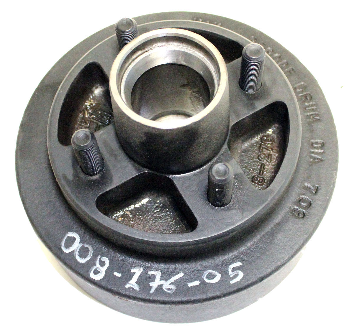 Hub-Drum with Studs and Races Only, BTR Spindle, Grease Lube, 2.2K Capacity Per Pair, 4 on 4" Bolt Pattern, Bulk