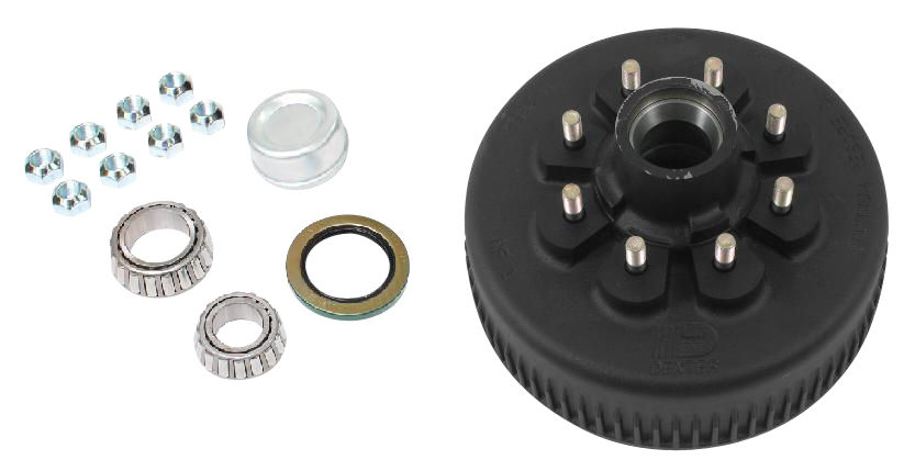 Hub-Drum Kit, Loose Components, 865, 8,000 Lbs Per Pair, Fits 12-1/4 X 3-3/8" Brakes, Non-ABS, 4.75" Pilot, 9/16" Cone Nuts, E-Z Lube®