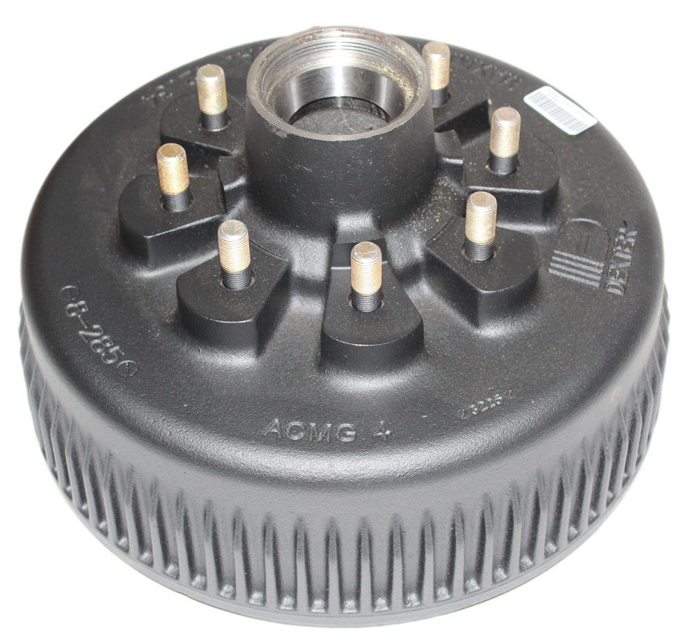 Non-ABS Hub-Drum with Studs and Races Only Oil Bath Lube, 8,000 lb Capacity Per Pair, 8 on 6.5" Bolt Pattern, 9/16" Studs, Bulk