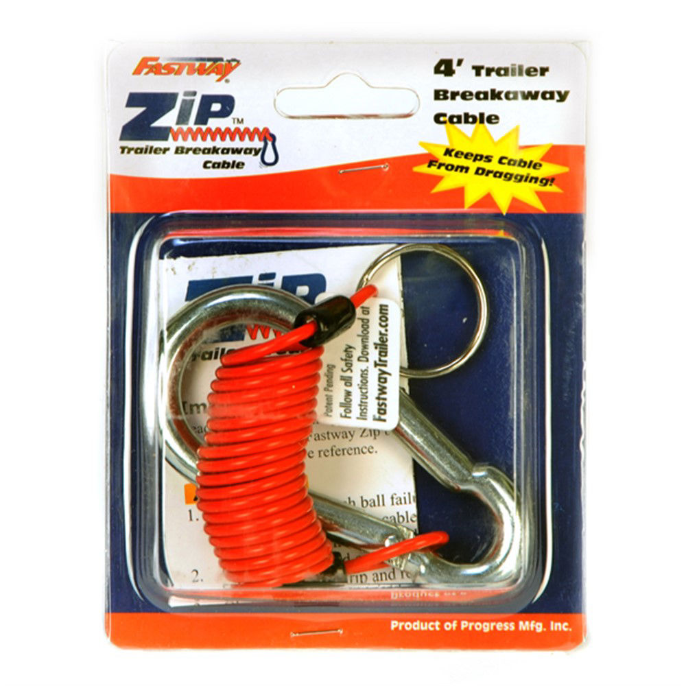 Fastway Trailer Products® Zip 4' Coiled Breakaway Cable w/Split Ring & Carabiner Clip