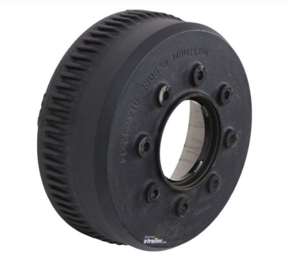 Brake Drum Only, With ABS Exciter Ring 9K, 10K GD Capacity Per Pair, 8 on 6.5" Bolt Pattern, Hub Pilot, Bulk