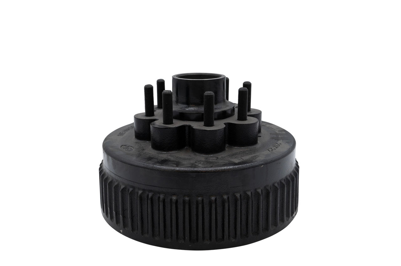 Rockwell American Hub/Drum With Studs And Races, 8K Capacity Per Pair, #42 Spindle, Oil Bath Lube, 8 on 6.5" Bolt Pattern, 5/8" Stud Diameter, 4.75" Pilot Diameter