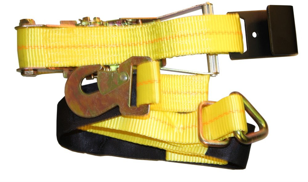 6,000-Lbs Working Load Limit 2-inch Wide x 8-Foot Long Ratchet Strap Assembly with Flat Hook and Snap Hook Ends