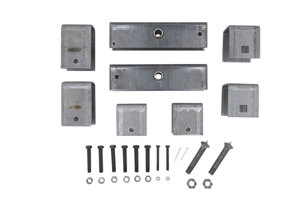 Tandem Axle Hanger Kits, 2" Slipper Springs (3,500 - 8,000 LBS. Axles) 4" Hangers 13-44 Long Equalizer 3/8" Spring Keeper Bolts 7/8" Wet Equalizer Bolt with Castle Nut with Cotter Pin