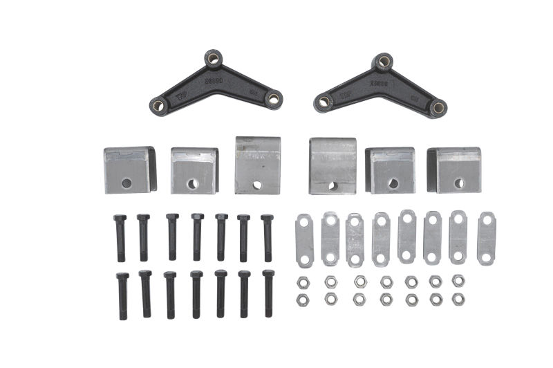 Tandem Axle Hanger Kits, 1 3/4" Double Eye Springs (2,000 - 7,000 LBS. Axles) - 2 1/2" Front and Rear Hangers - 3 1/4" Center Hanger 9/16" Bolt Hole Tall Curved Equalizer