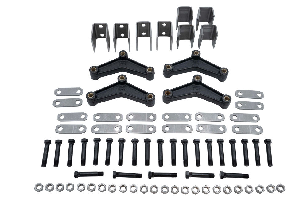 Triple Axle Hanger Kits, 1 3/4" Double Eye Springs (2,000 - 7,000 LBS. Axles) 9/16" Bolts Curved Equalizer