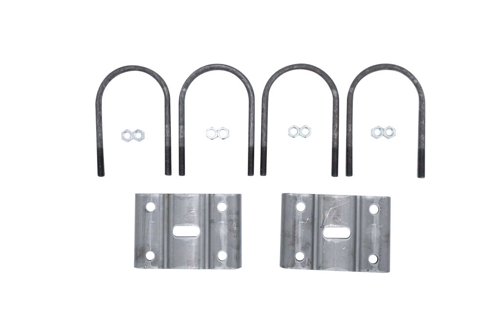 U-Bolt Kit, 10K Heavy Duty for 5" Round Axle Tube, 5/8"-11 Rod Diameter, 8 7/8" Long, Plain Finish