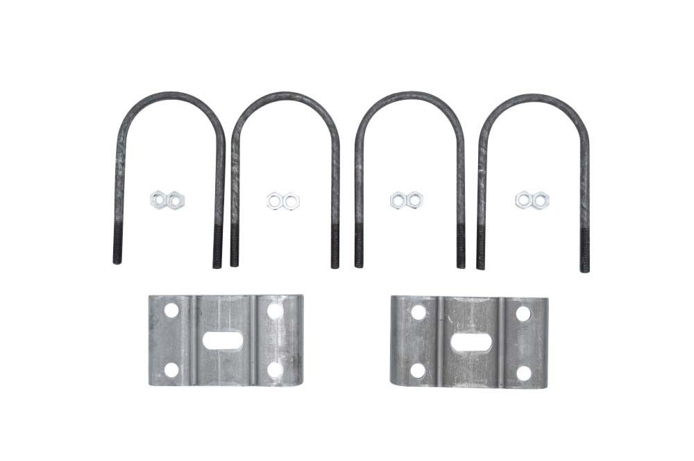 U-Bolt Kit, 10K Heavy Duty for 5" Round Axle Tube, 5/8"-11 Rod Diameter, 9 1/2" Long, Plain Finish