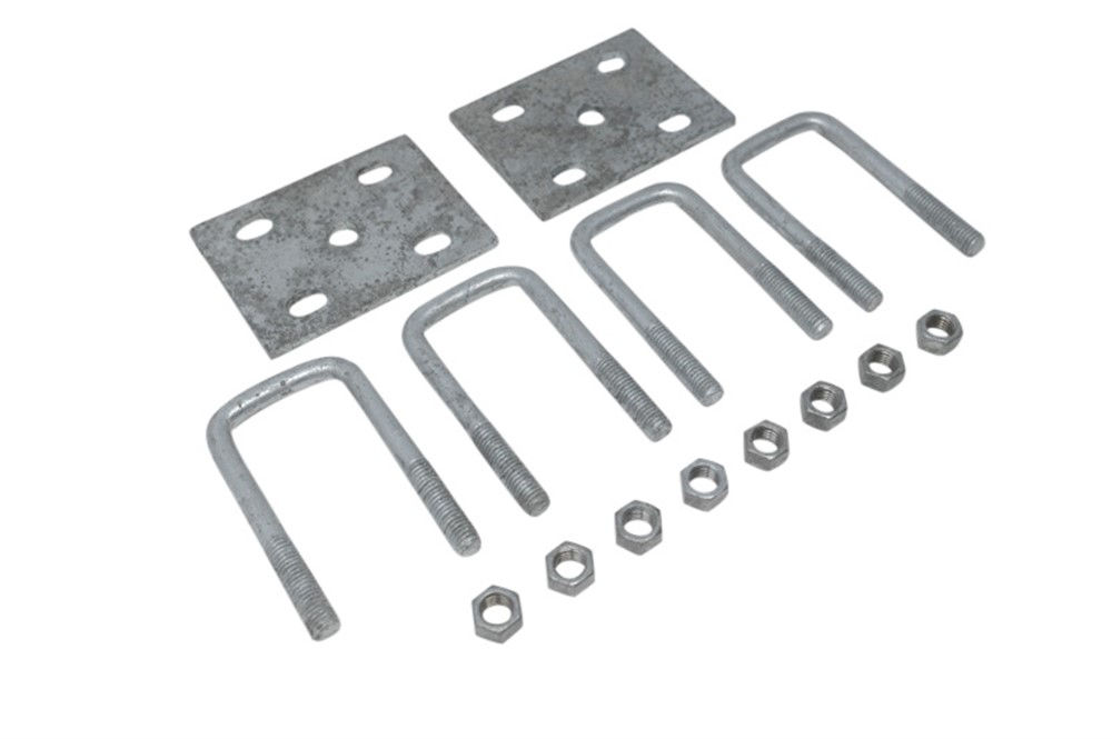 U-Bolt Kit, 2K - 3.5K for 2" Square Axle Tube, 1/2"-20 Rod Diameter, 4 5/16" Long Legs Galvanized Finish