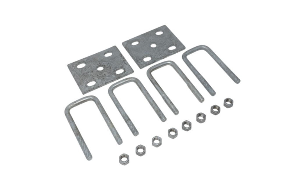 U-Bolt Kit, 2K - 3.5K for 2" Square Axle Tube, 1/2"-20 Rod Diameter, 4 7/16" Long Legs Galvanized Finish
