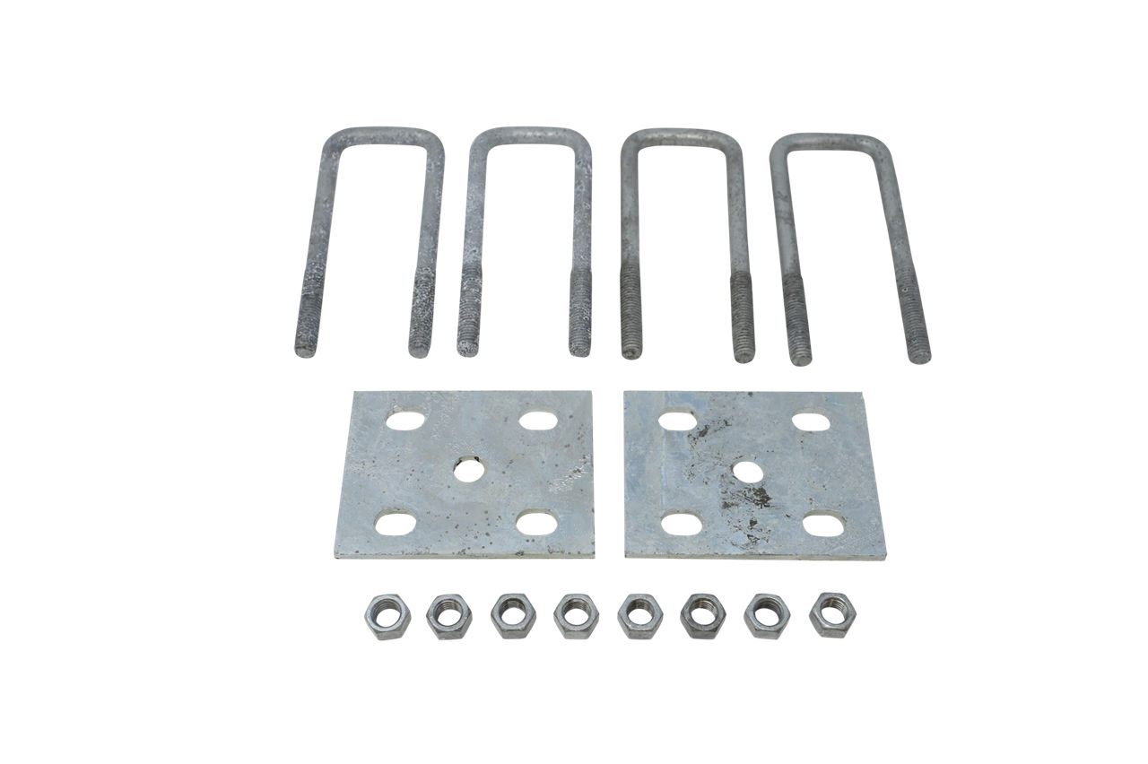 U-Bolt Kit, 2K - 3.5K for 2" Square Axle Tube, 1/2"-20 Rod Diameter, 6 5/8" Long Legs Galvanized Finish