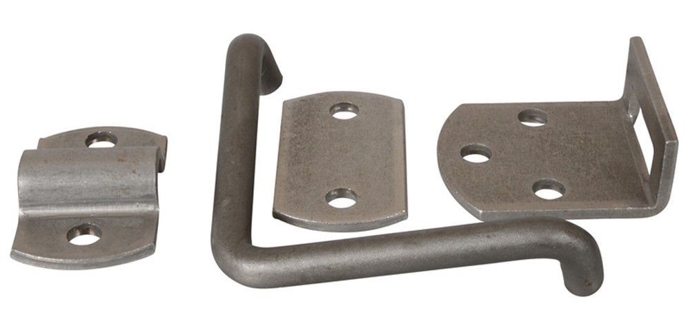 Stake Rack Body Latch Kit, Weld On, Straight Side, 1 Set/4 Pieces, Raw Steel Oily/Plain Finish