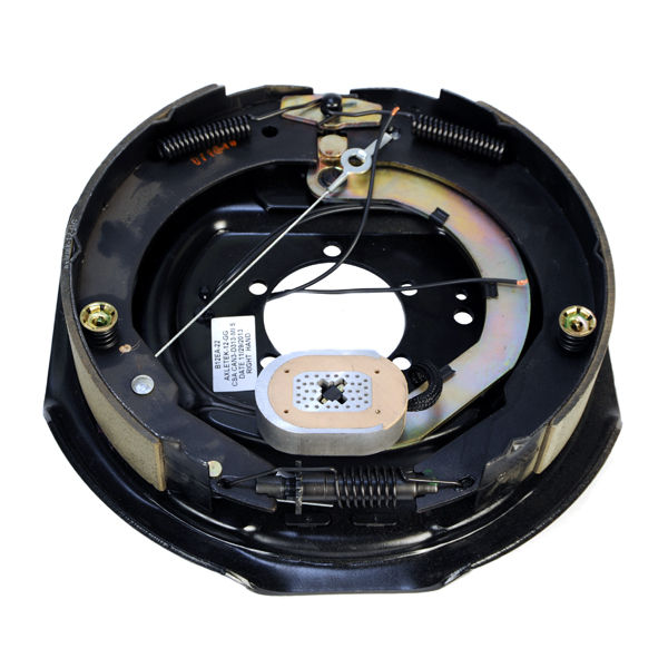 7,000 lbs Per Pair Capacity (3,500 lbs Each) Forward Self-Adjust 12" x 2" Electric Drum, Right Side Trailer Brake Assembly, 5-Bolt Mount Black Painted Finish, Bulk
