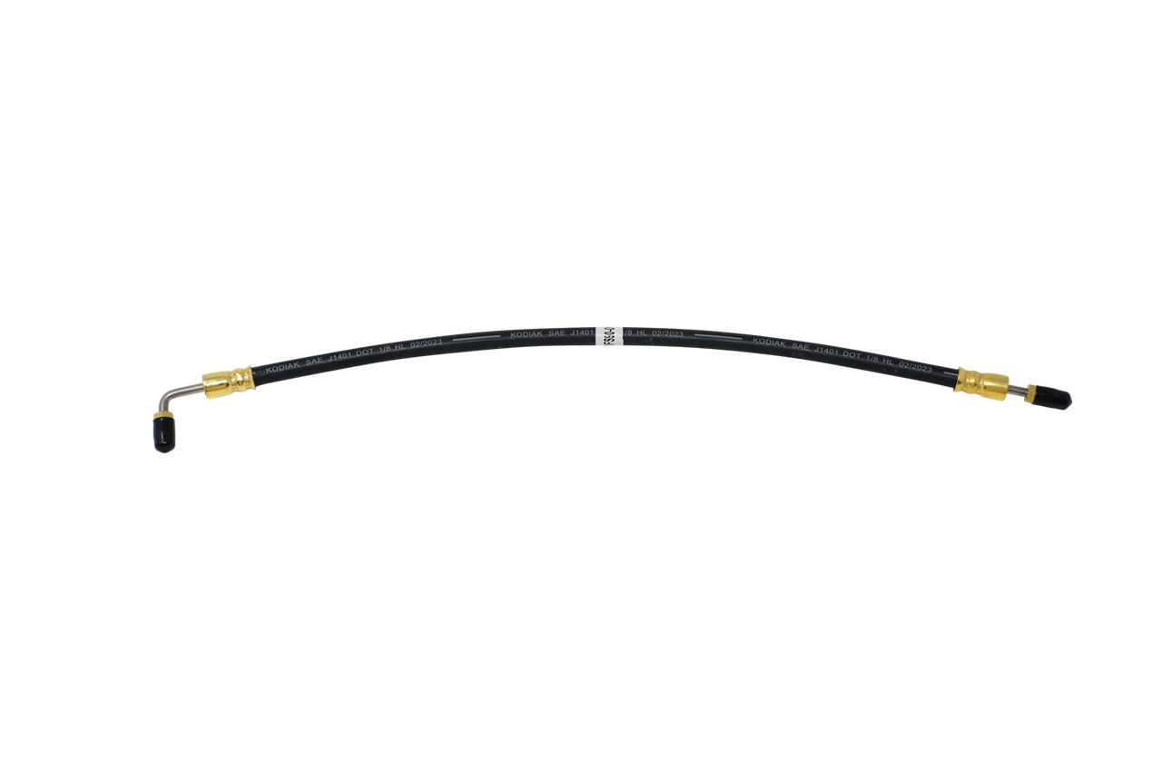 Hydraulic Brake Line, Rubber Flex 1/8" ID, 3/16" OD with 3/16" Male Brass Swivel Fittings on Both Ends, 1.5'